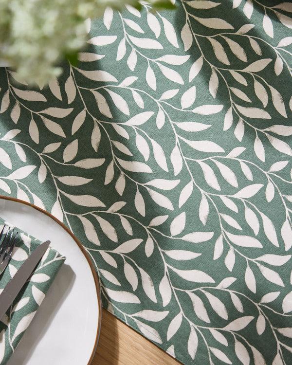 Dibor Green Leaf Cotton Table Runner
