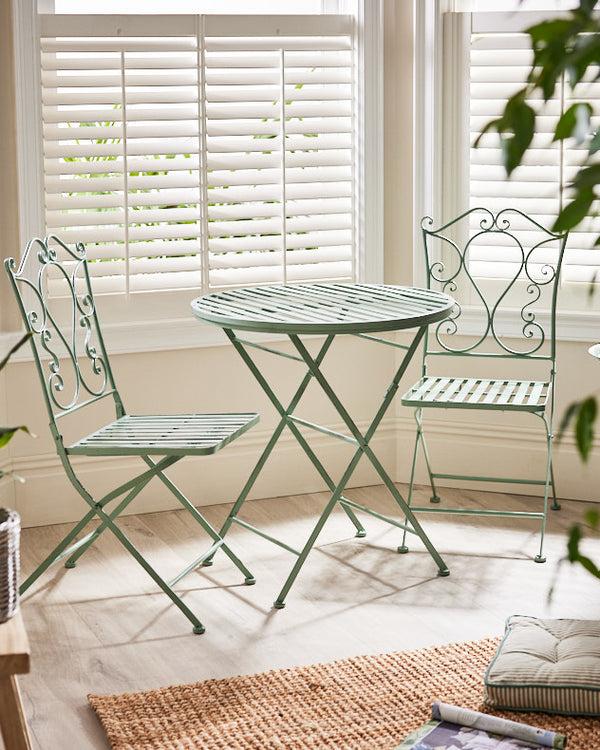 dibor Green Scrolled 3 Piece Indoor Bistro Set