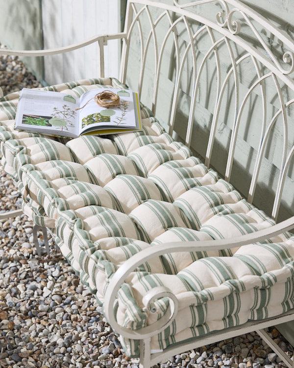 dibor Green Stripe Garden Bench Cushion