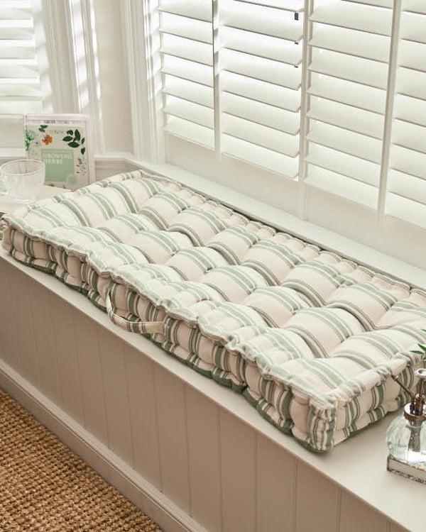 dibor Green Stripe Indoor Bench Cushion
