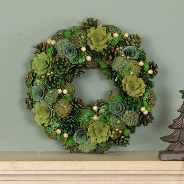 Dibor Green Succulent Winter Wreath 35cm