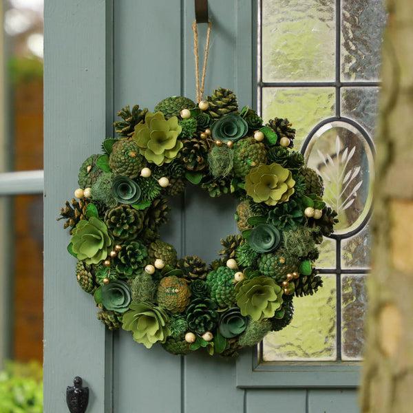 Dibor Green Succulent Winter Wreath 35cm