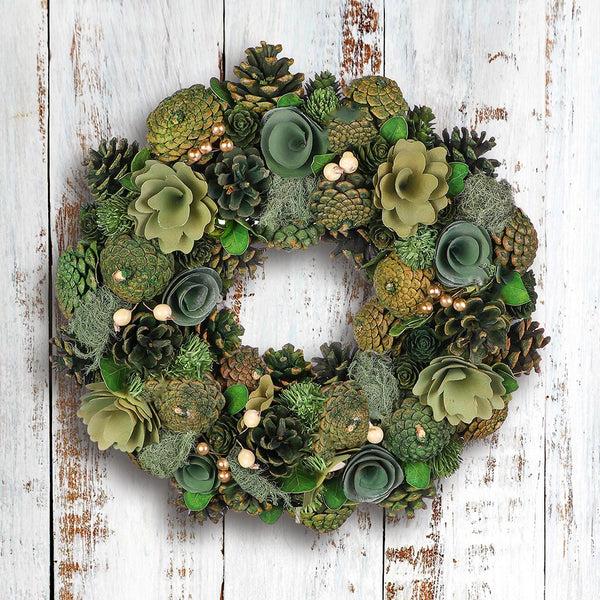 dibor Green Succulent Winter Wreath 35cm