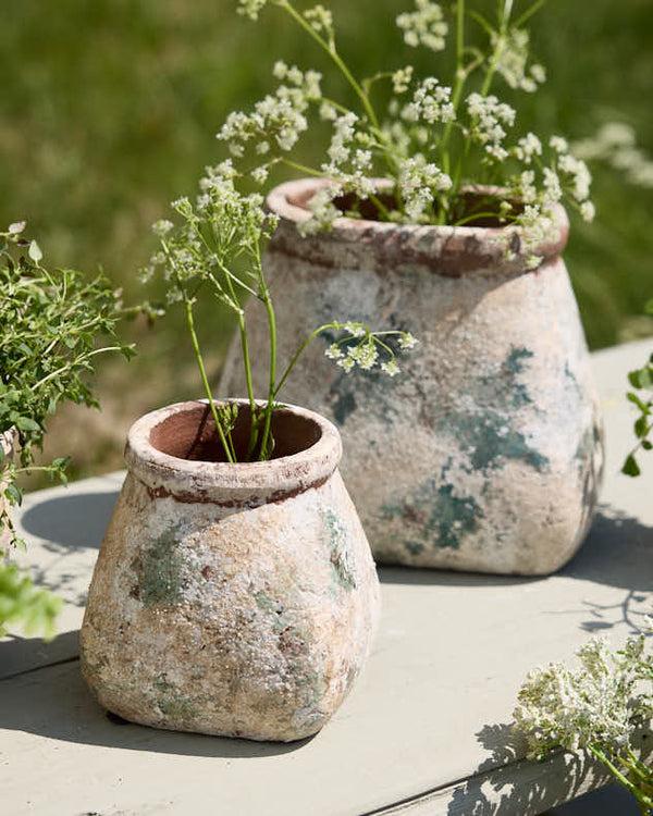 dibor Green Terracotta Aged Effect Planters