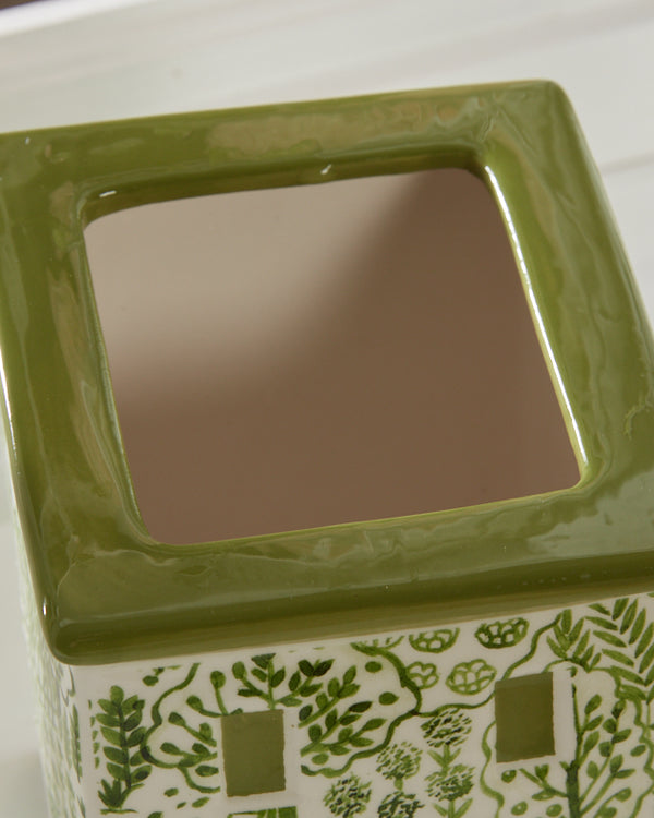 Dibor Green & White Painted House Planter