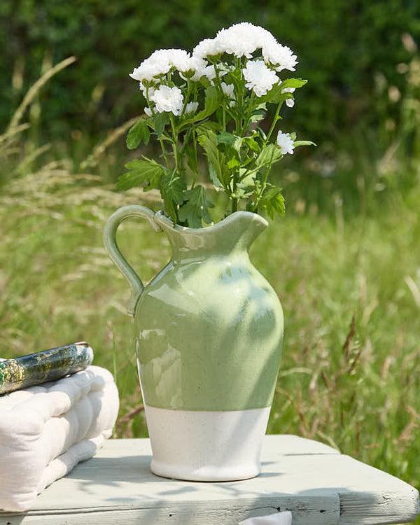 dibor Green & White Two Tone Jug Vase