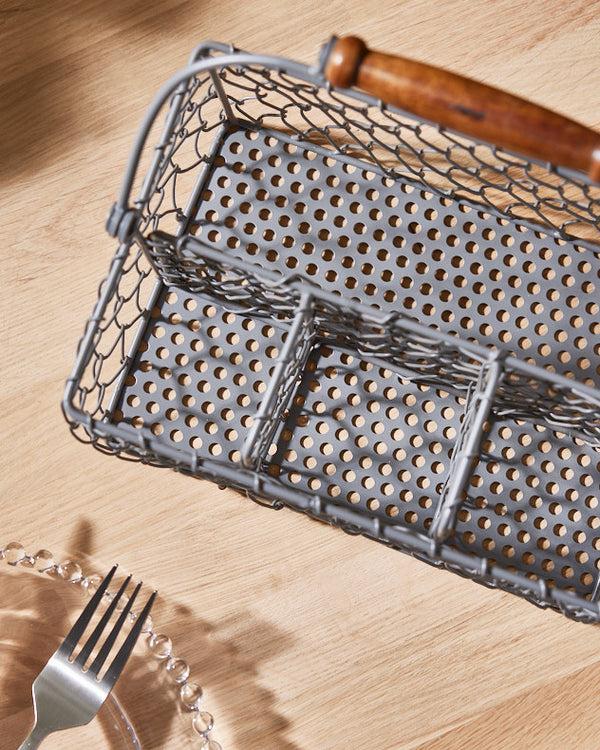 Dibor Grey Chicken Wire Cutlery Caddy