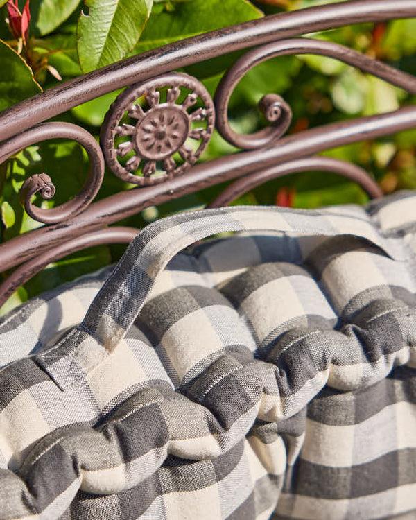 Dibor Grey Gingham Garden Bench Cushion