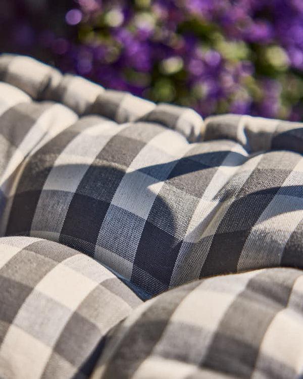 Dibor Grey Gingham Garden Bench Cushion