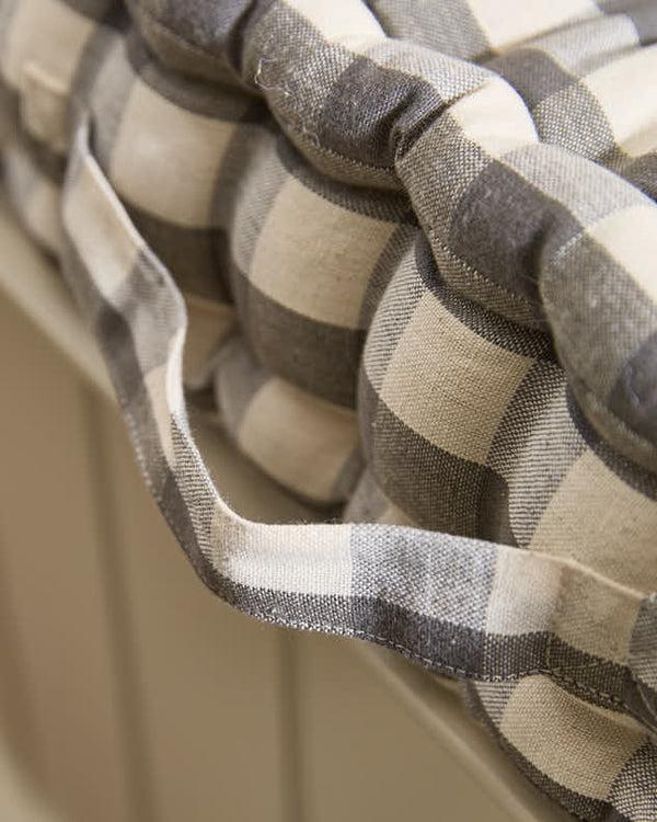 Dibor Grey Gingham Indoor Bench Cushion