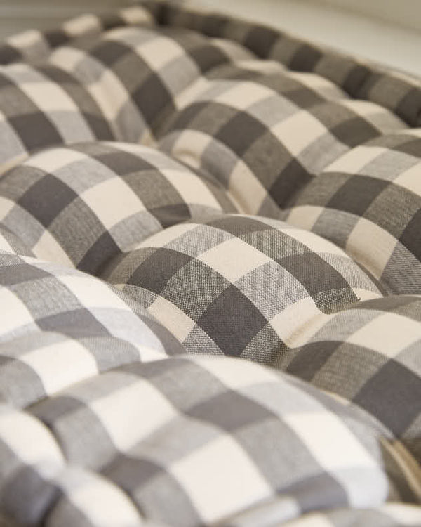 Dibor Grey Gingham Indoor Bench Cushion