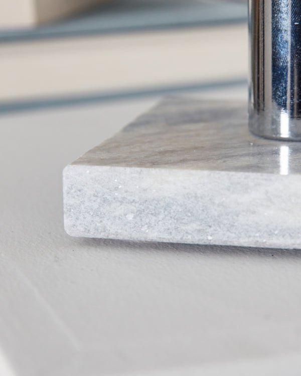 Dibor Grey Marble & Silver Single Candle Holder