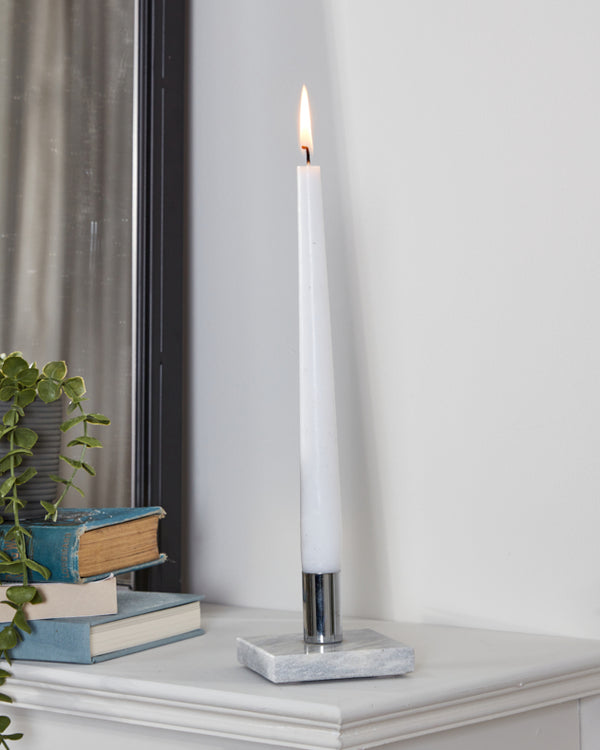 dibor Grey Marble & Silver Single Candle Holder