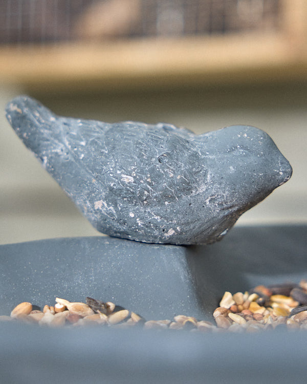 Dibor Grey Stone Heart Bird Dish