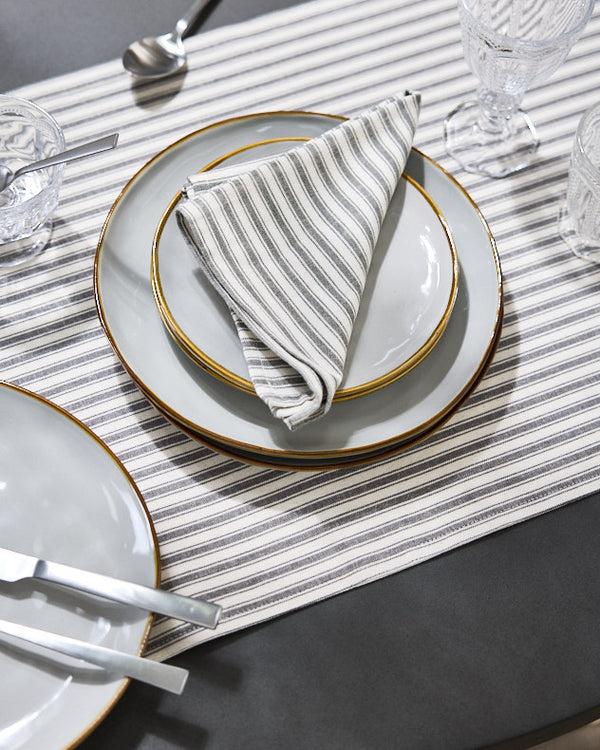 Dibor Grey Stripe Cotton Table Runner