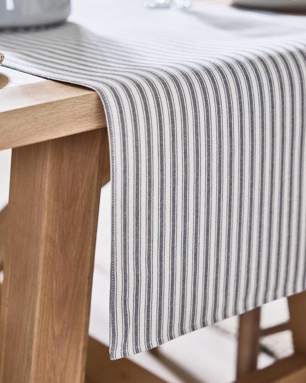 Dibor Grey Stripe Cotton Table Runner