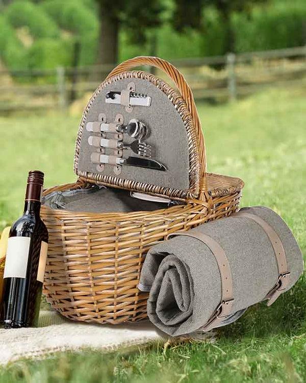 dibor Grey Tweed 2 Person Picnic Hamper