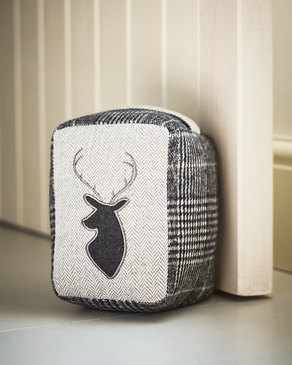 Dibor Grey Tweed Stag Fabric Door Stop