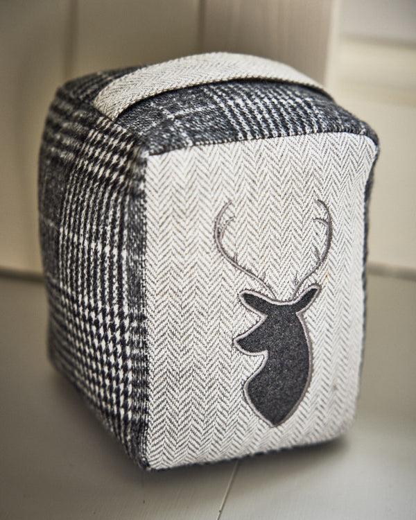 dibor Grey Tweed Stag Fabric Door Stop
