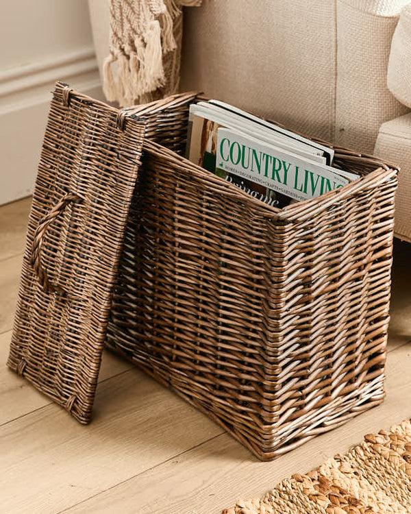 Dibor Grey Washed Willow Storage Basket