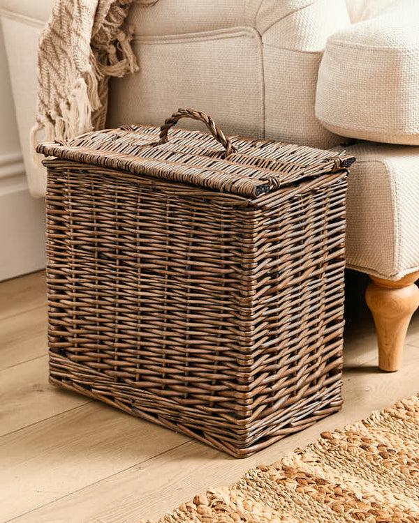 Dibor Grey Washed Willow Storage Basket