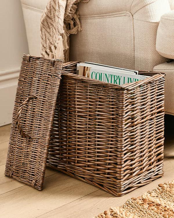dibor Grey Washed Willow Storage Basket