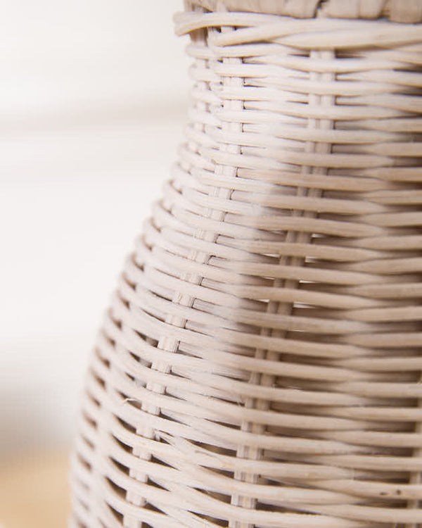 Dibor Grey Wicker Rustic Table Lamp