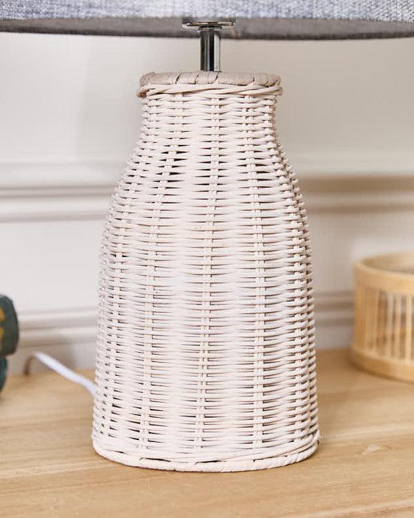 Dibor Grey Wicker Rustic Table Lamp