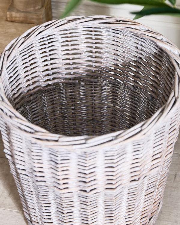 Dibor Grey Wicker Waste Paper Basket