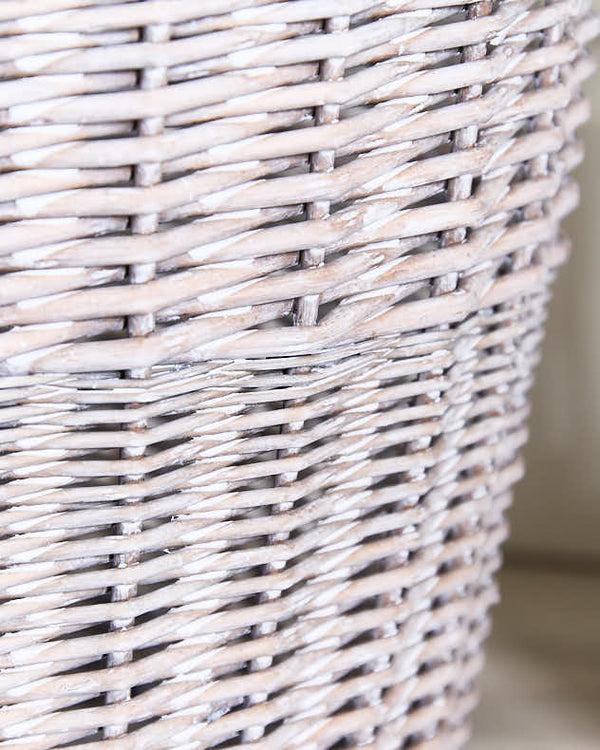 Dibor Grey Wicker Waste Paper Basket