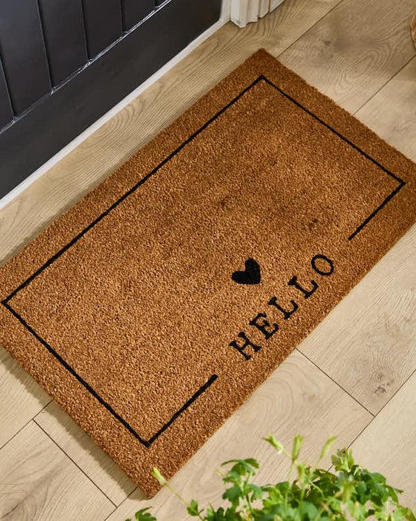 dibor Hello Heart Natural Coir Doormat