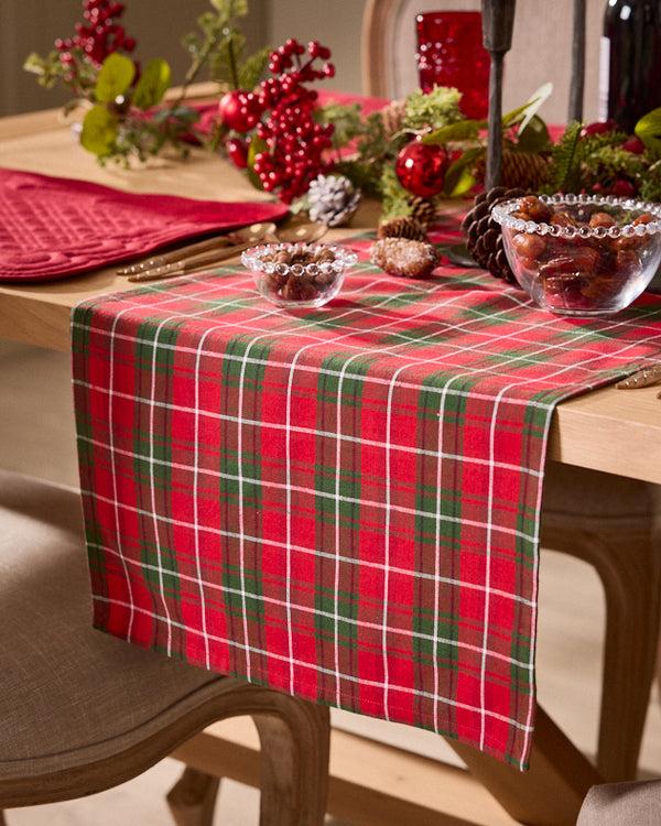 dibor Highland Red Tartan Table Runner