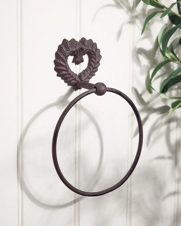 Dibor Isabelle Brown Heart Shaped Towel Ring