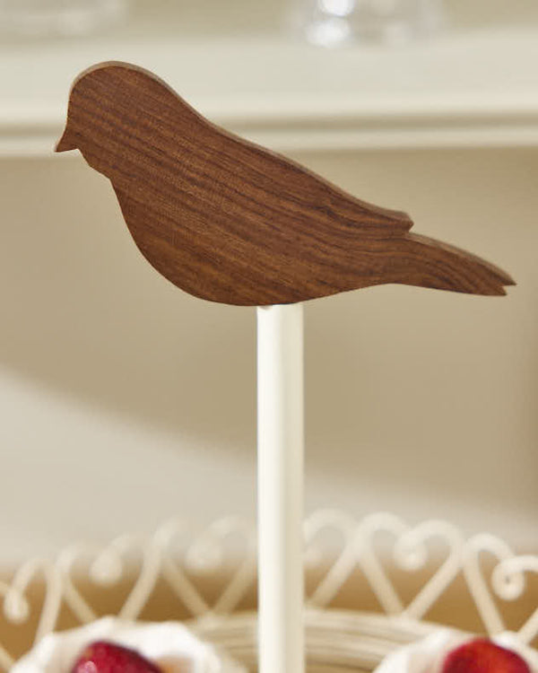 Dibor Ivory Bird Double Tier Cake Stand