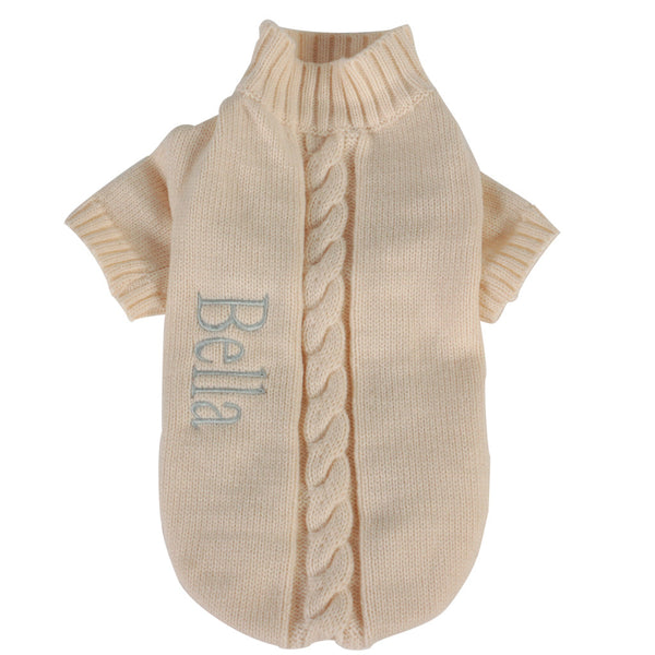 Dibor Ivory Small Knitted Personalised Dog Jumper