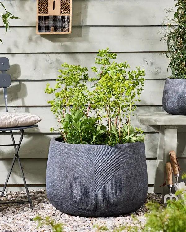 Dibor Kalo Grey Striped Planter Collection