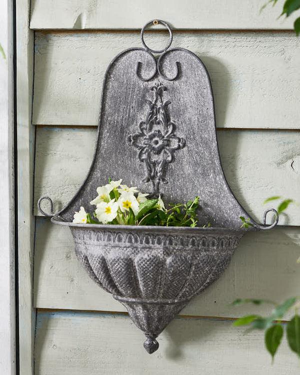 dibor Lacourt Antique Zinc Wall Planter