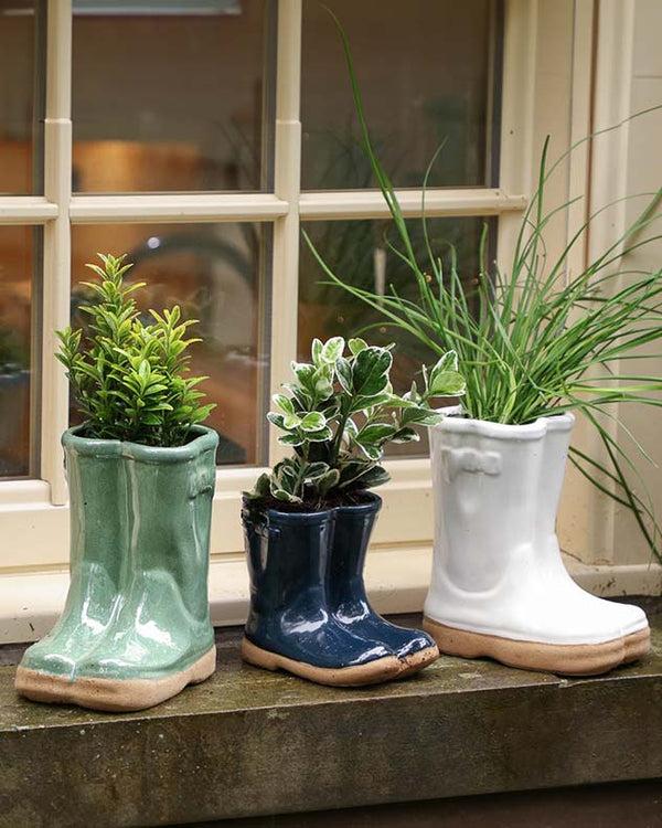 Dibor Large Ceramic Welly Boot Planters