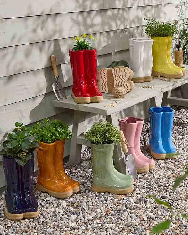 dibor Large Ceramic Welly Boot Planters