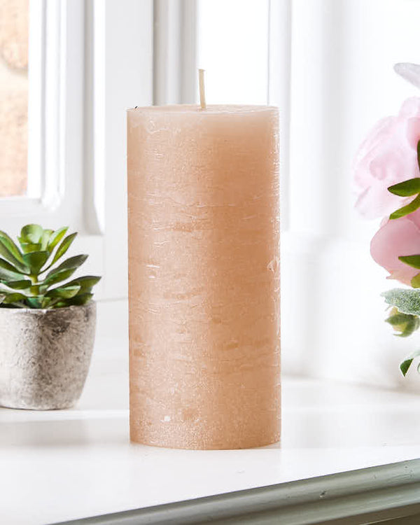 dibor Large Cream Rustic Pillar Candle