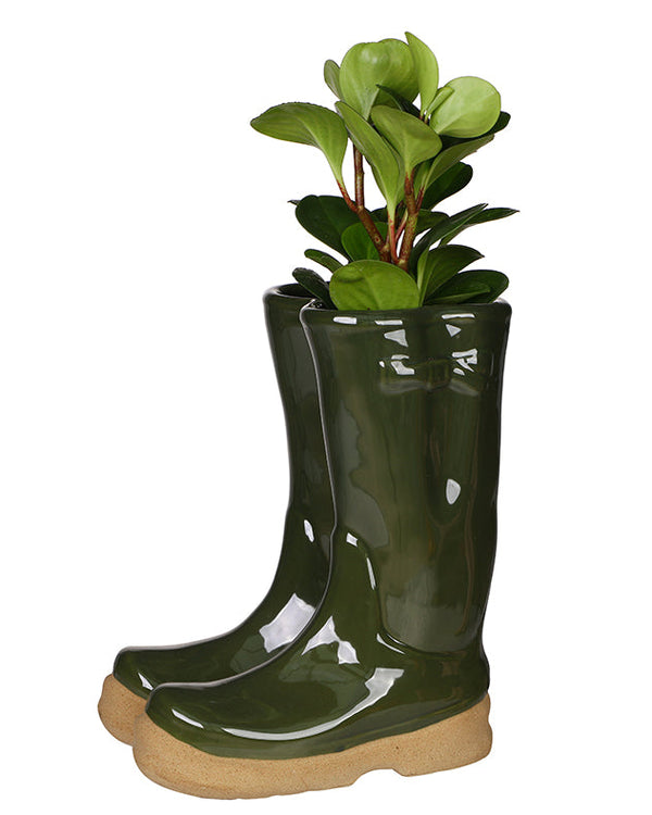 Dibor Large Dark Green Wellington Boots Planter