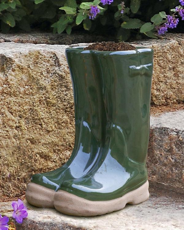 Dibor Large Dark Green Wellington Boots Planter