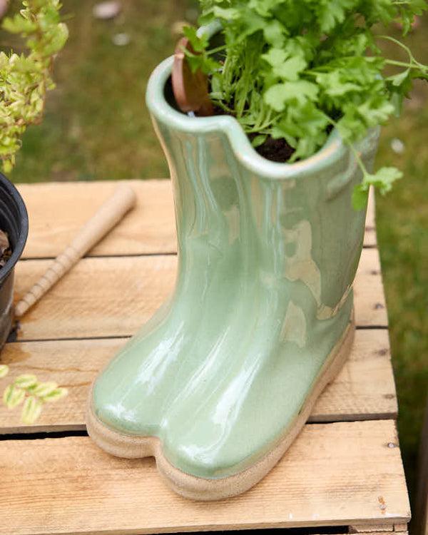 Dibor Large Green Welly Boot Planter