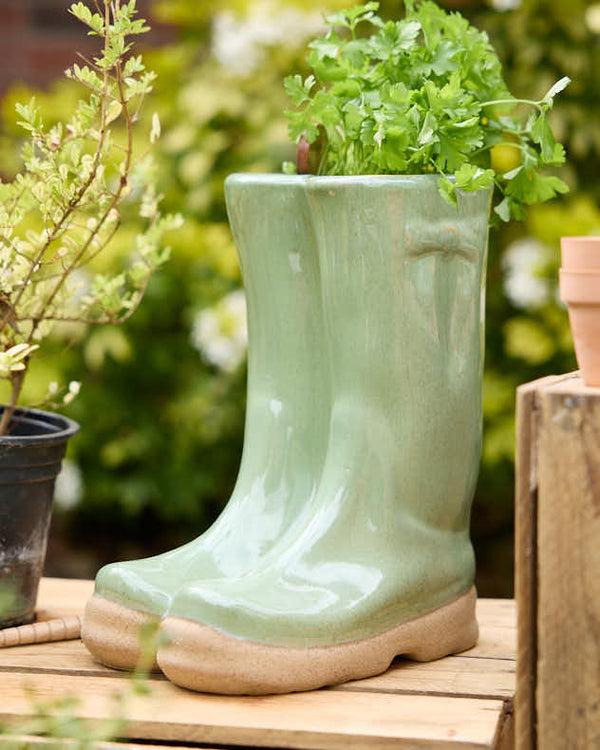 dibor Large Green Welly Boot Planter