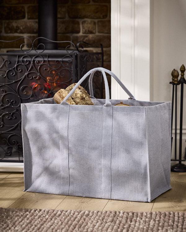 dibor Large Grey Jute Log Carrier