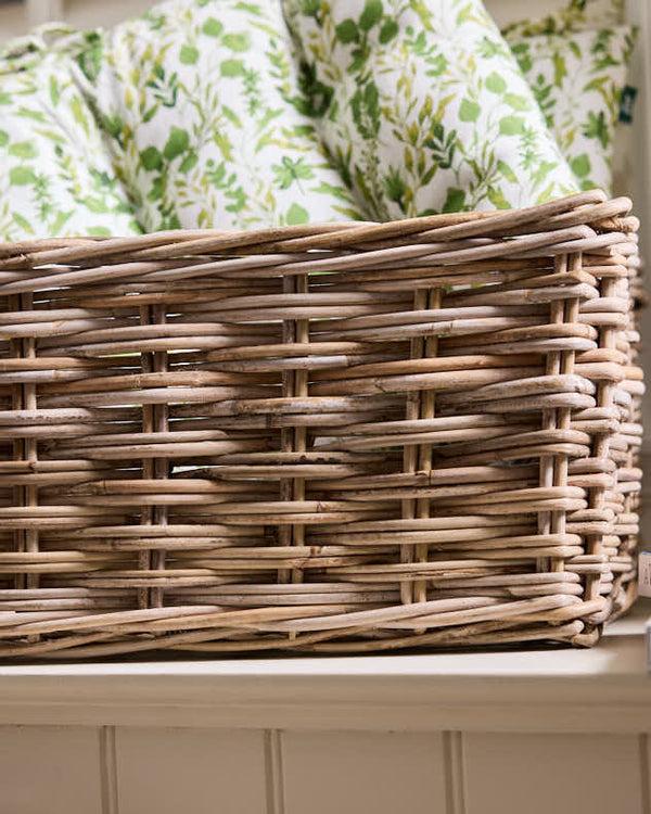 Dibor Large Grey Rattan Storage Basket