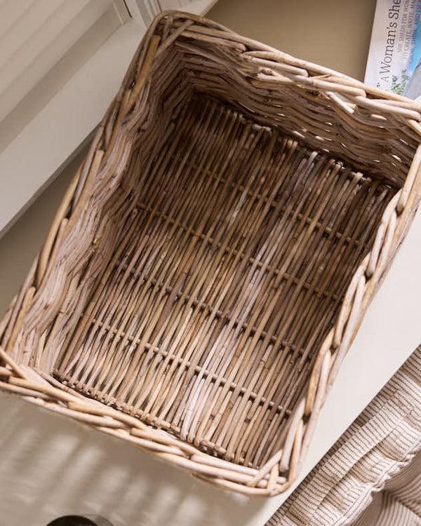 Dibor Large Grey Rattan Storage Basket