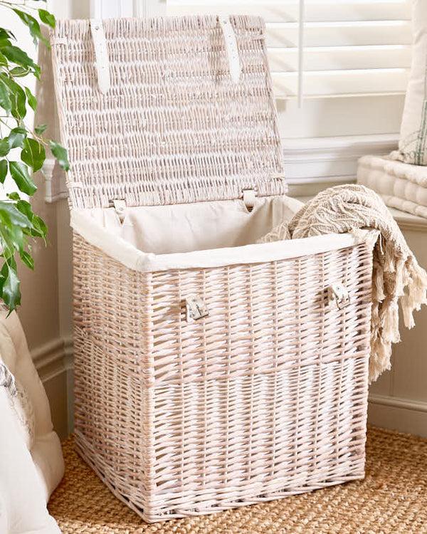 Dibor Large Lined Wicker Laundry Basket
