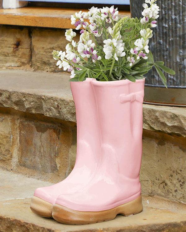 dibor Large Pink Welly Boot Planter