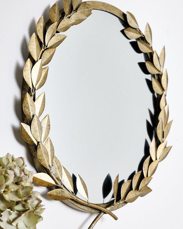 Dibor Laurent Botanical Gold Round Mirror